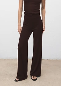 Fine-knit wide-leg pants