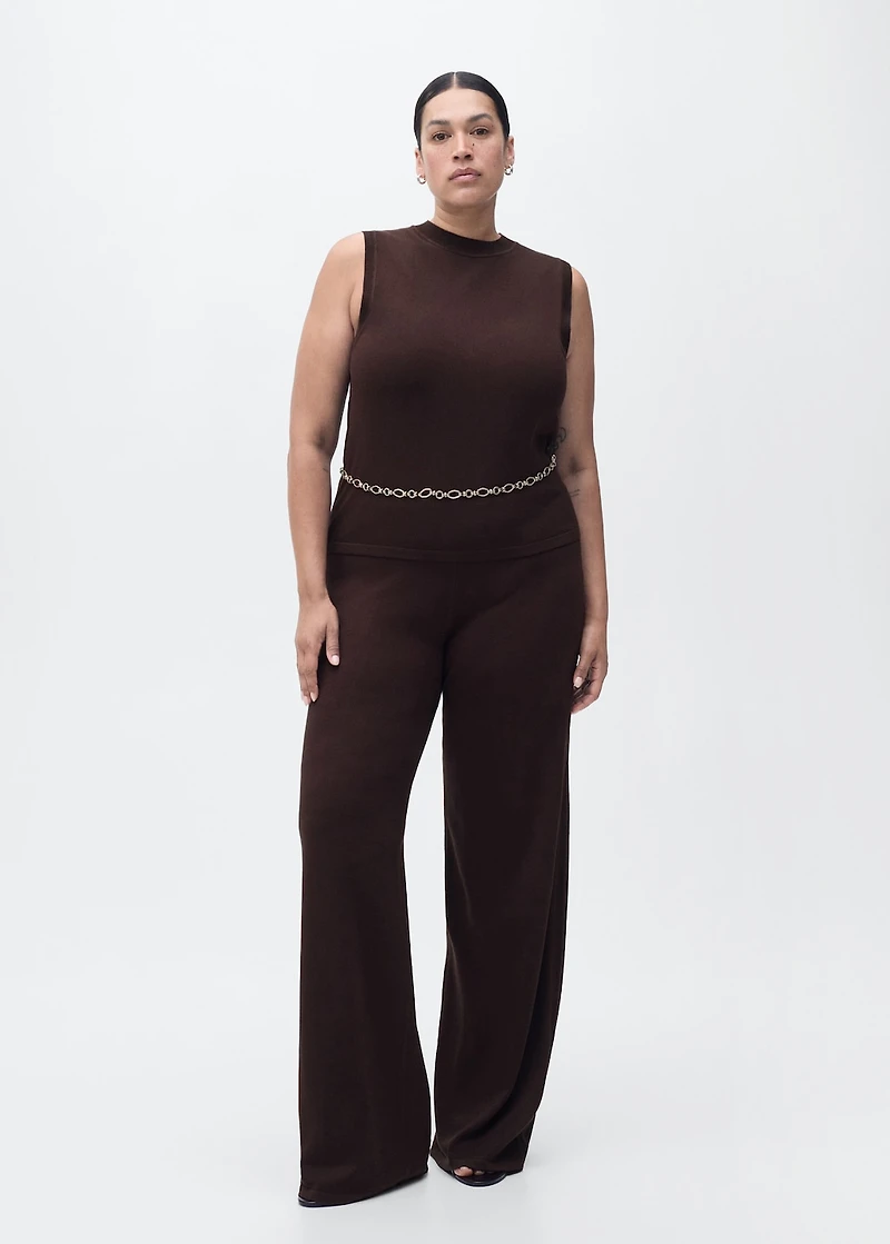 Fine-knit wide-leg pants