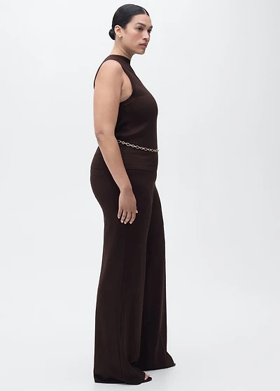 Fine-knit wide-leg pants