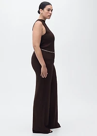 Fine-knit wide-leg pants