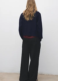 Knitted sweater with zip collar