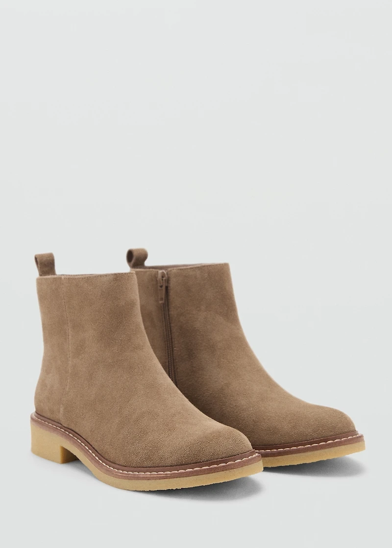 Suede leather ankle boots