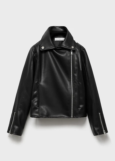 Leather-effect biker jacket