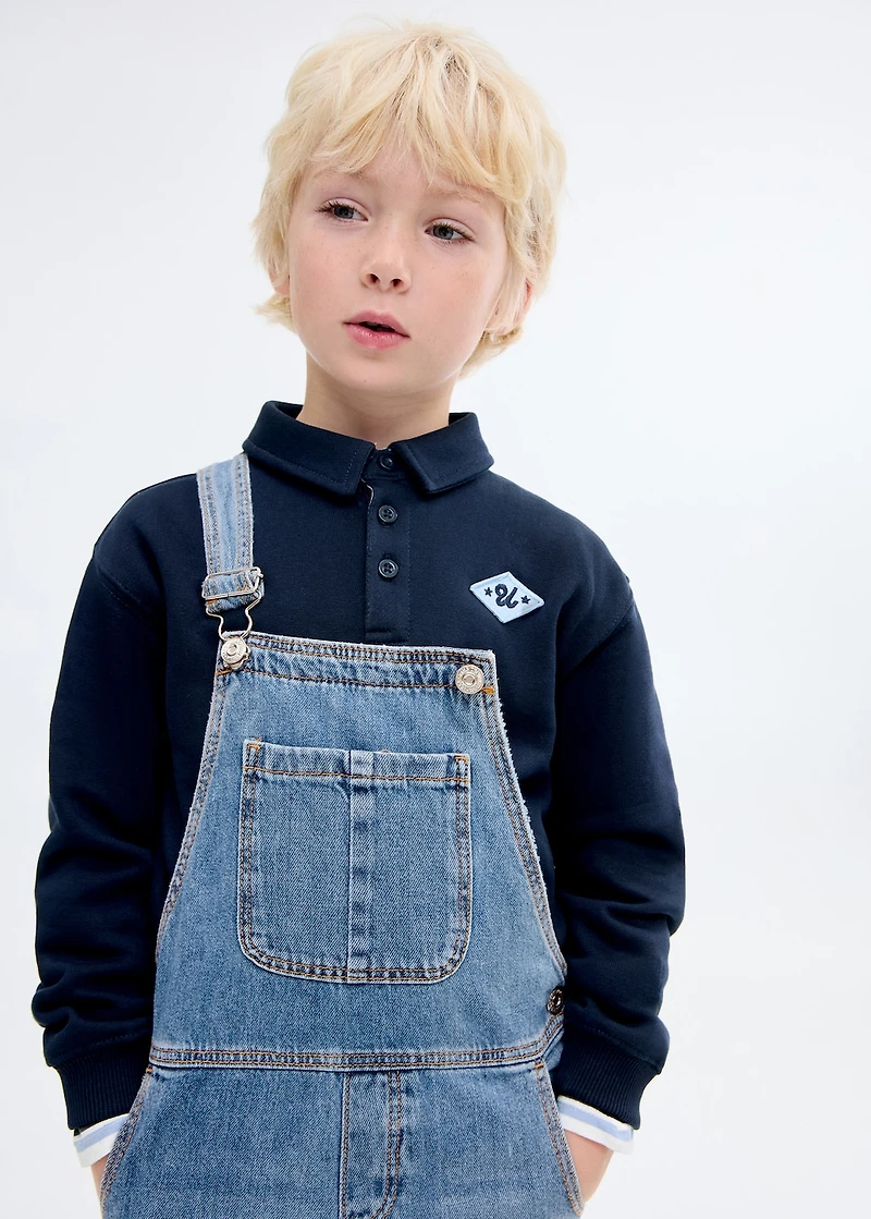 100% cotton polo-style sweatshirt