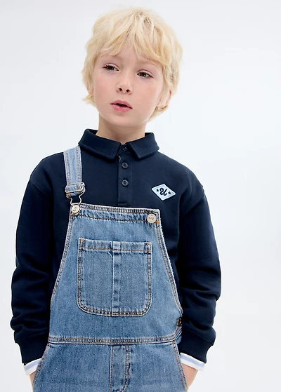 100% cotton polo-style sweatshirt