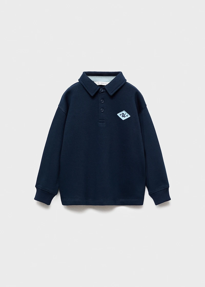 100% cotton polo-style sweatshirt