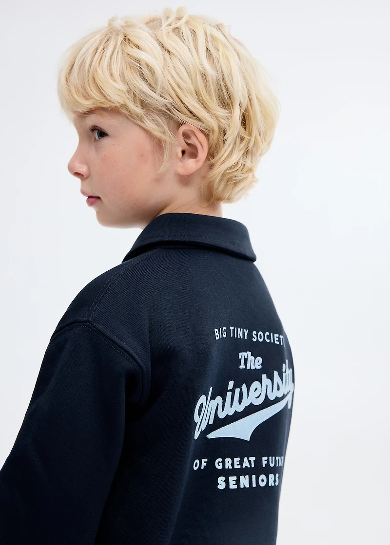 100% cotton polo-style sweatshirt