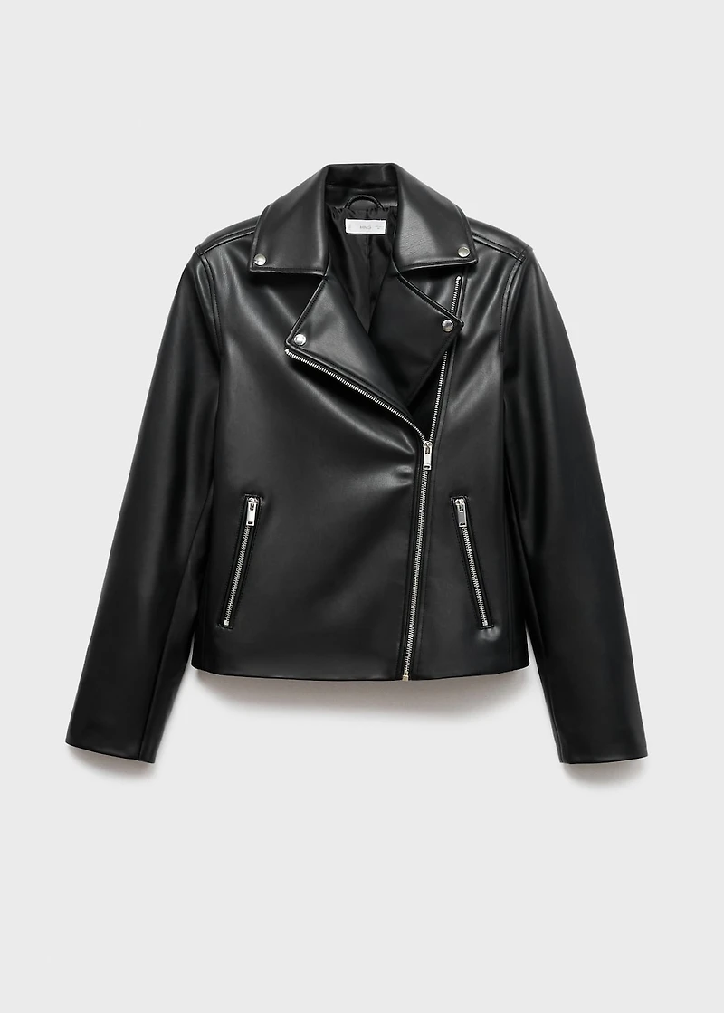 Leather-effect biker jacket