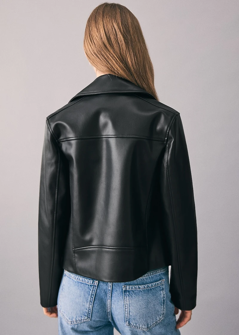 Leather-effect biker jacket