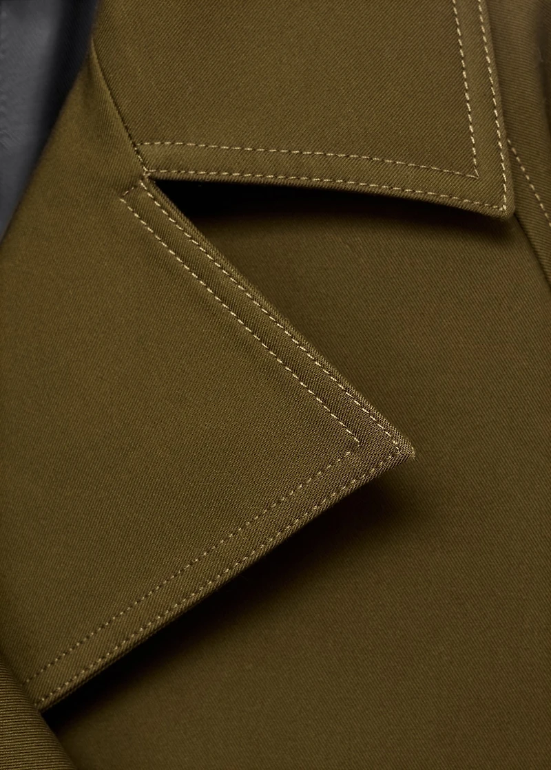 Oversized short double-breasted trench coat