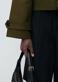 Oversized short double-breasted trench coat