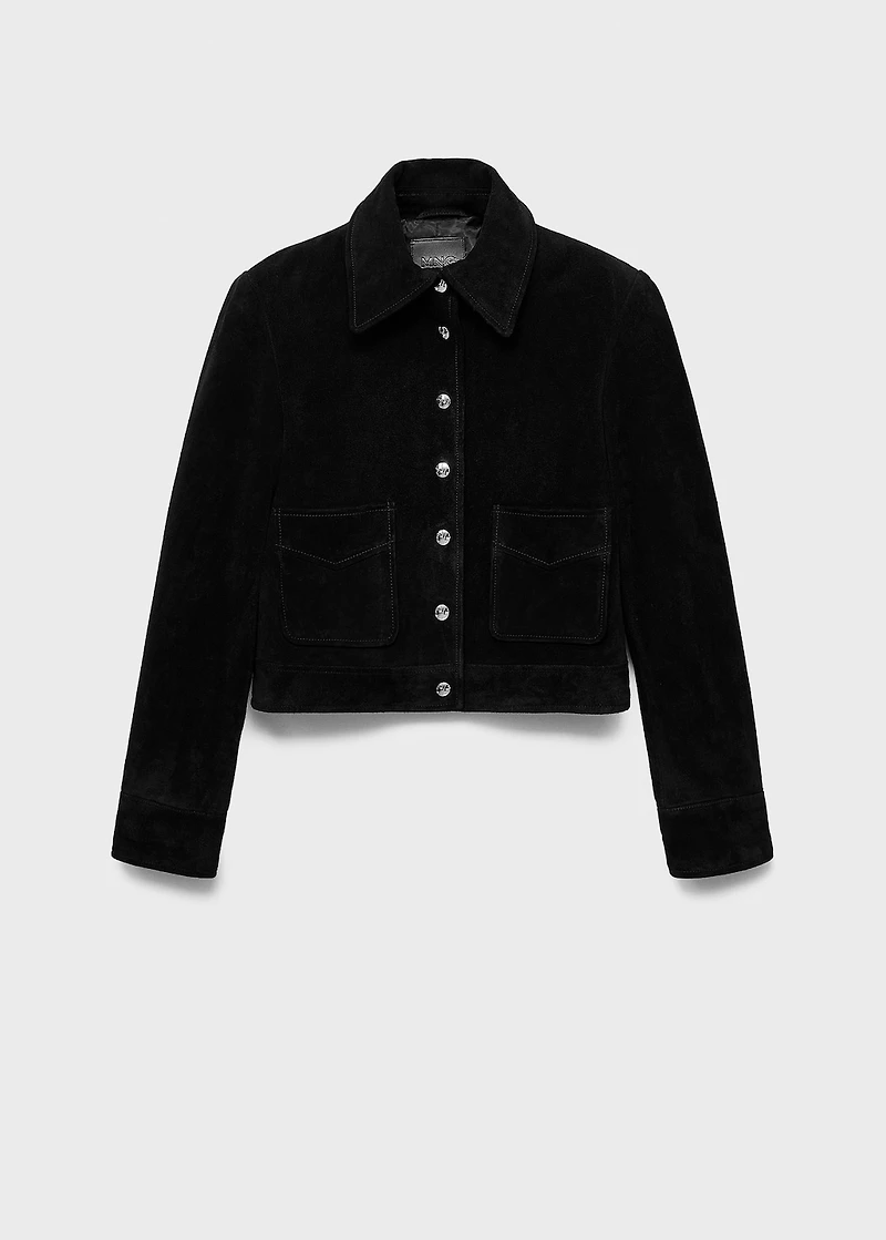 Suede leather jacket with buttons