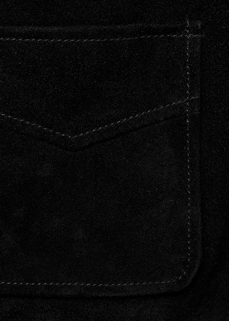 Suede leather jacket with buttons