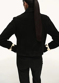 Suede leather jacket with buttons