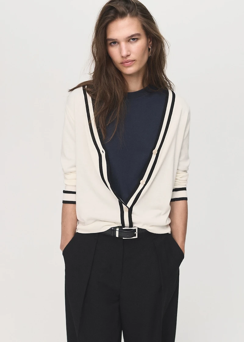 Cardigan with contrasting stripes
