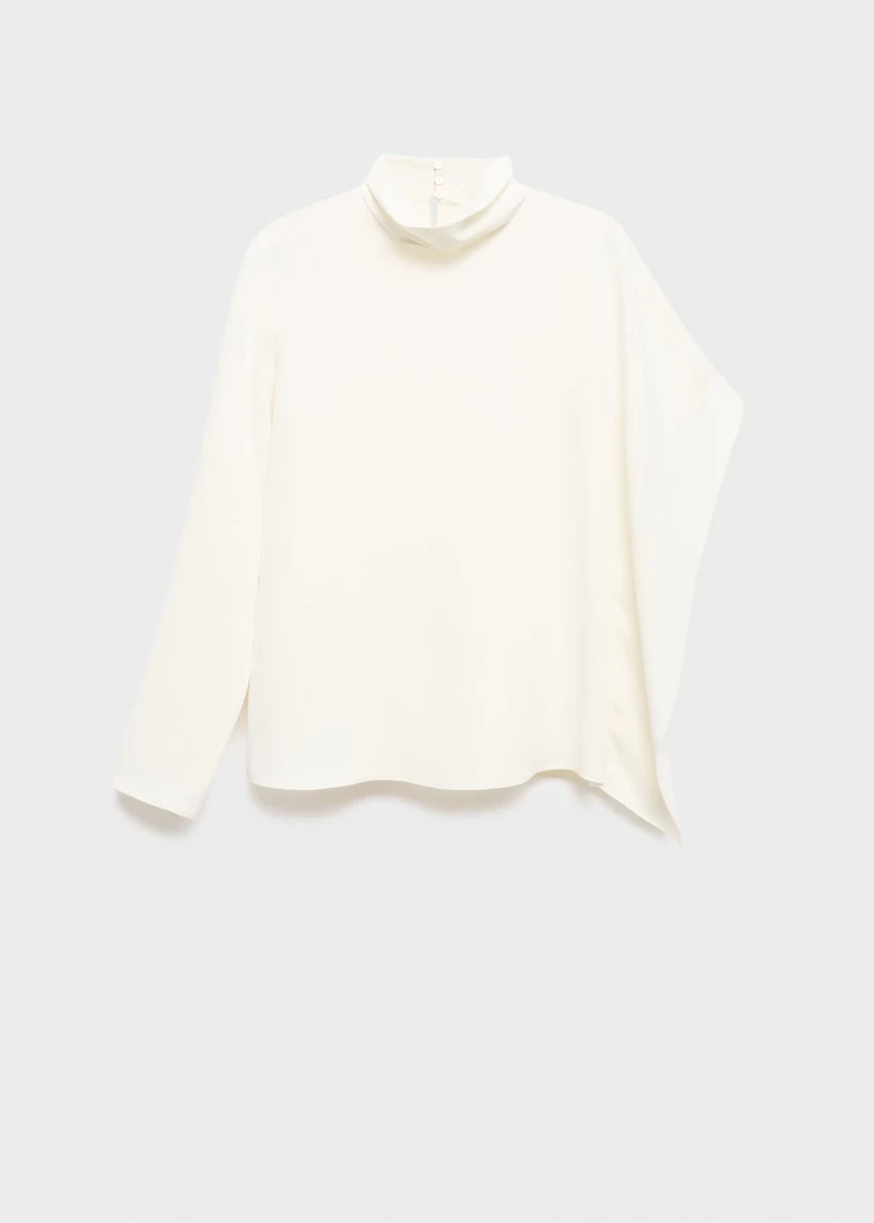 High-neck blouse with asymmetrical sleeves