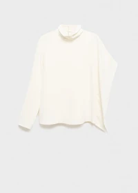 High-neck blouse with asymmetrical sleeves