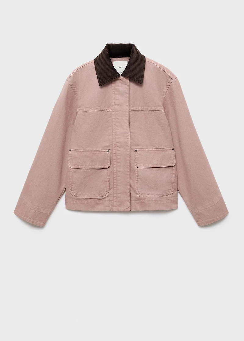 Corduroy collar denim jacket