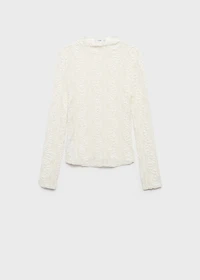 Sweater with perkins collar and lace design