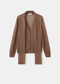 Fine-knit cardigan with foulard