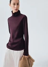 High collar satin blouse