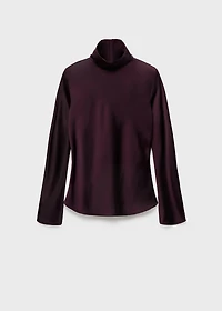 High collar satin blouse