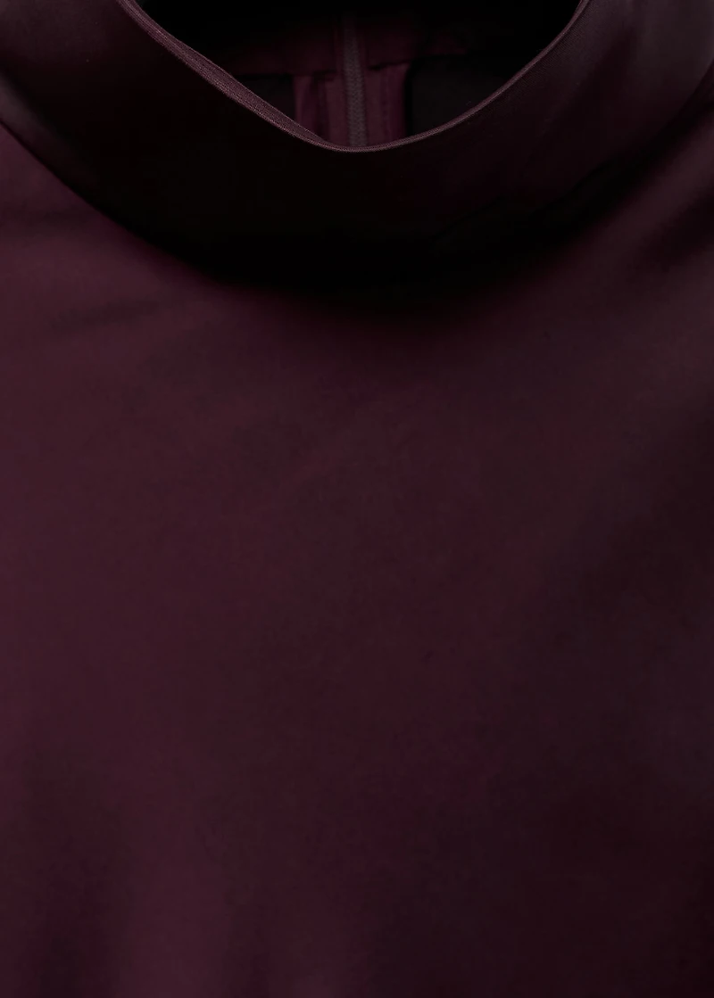 High collar satin blouse