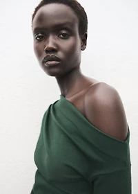 Long-sleeved t-shirt with asymmetrical neckline