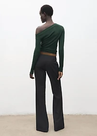 Long-sleeved t-shirt with asymmetrical neckline