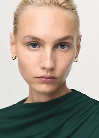 T-shirt with gathered asymmetrical neck