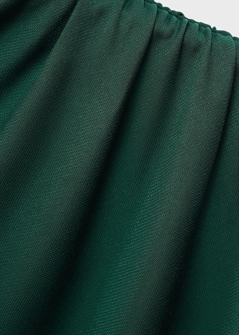 T-shirt with gathered asymmetrical neck