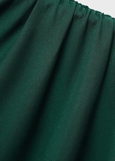 T-shirt with gathered asymmetrical neck