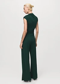 T-shirt with gathered asymmetrical neck