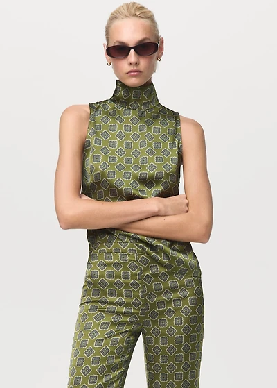 Geometric-print satin pants