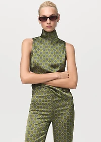 Geometric-print satin pants