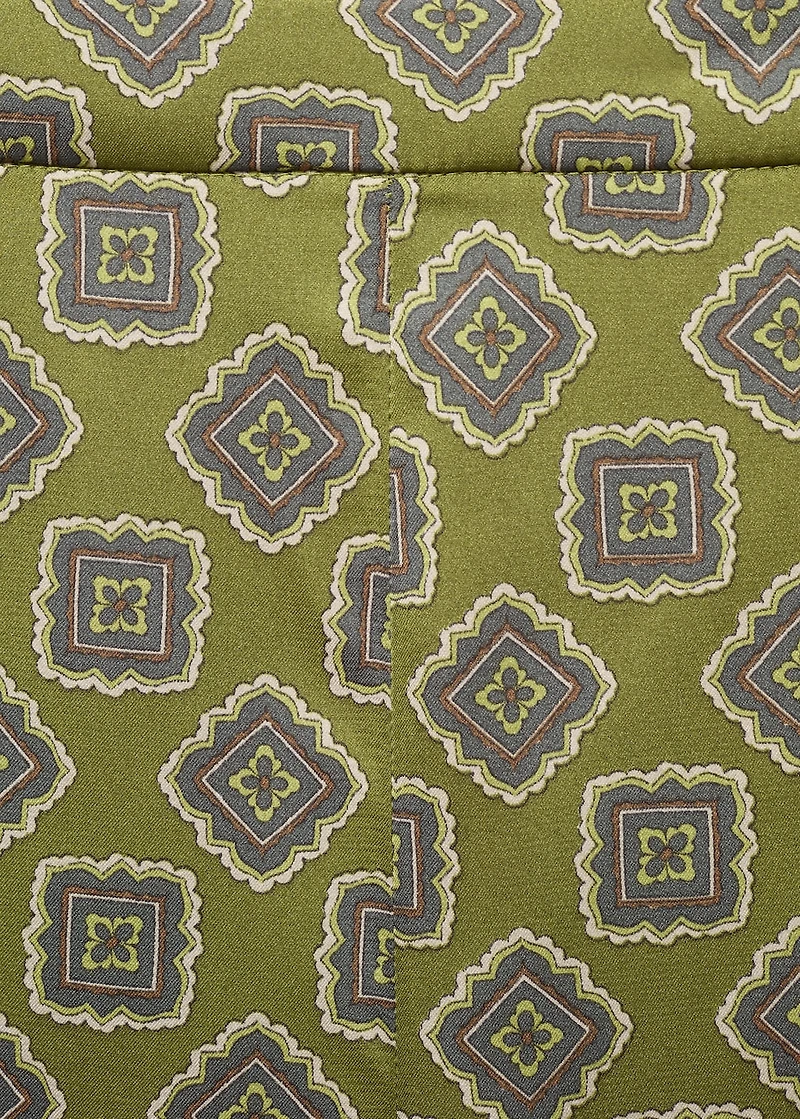 Geometric-print satin pants