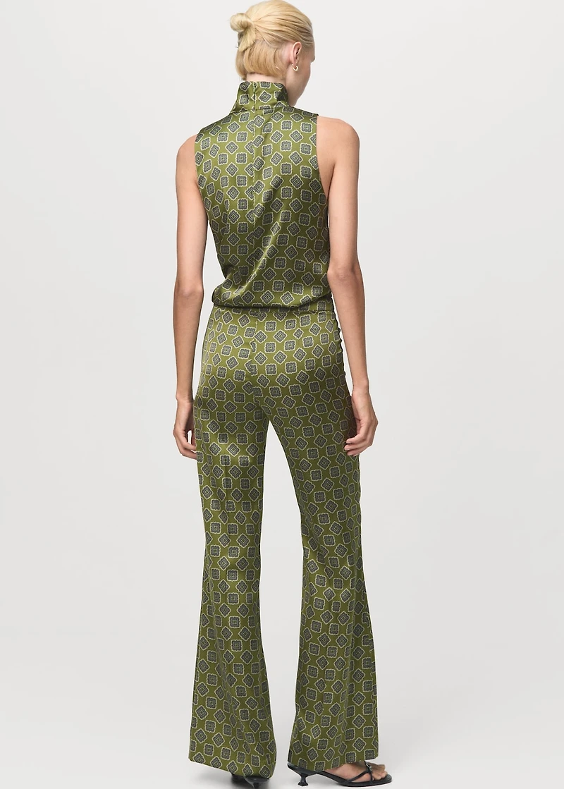 Geometric-print satin pants