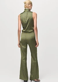 Geometric-print satin pants