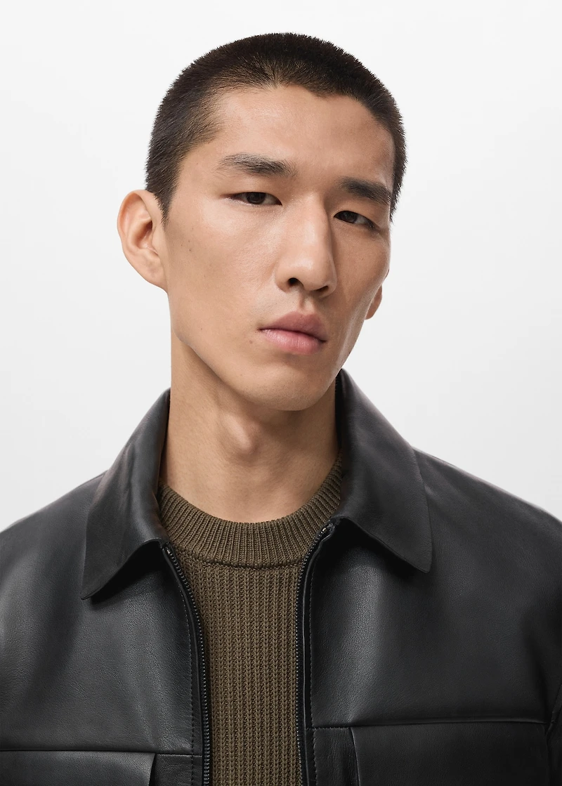 100% leather jacket with pockets