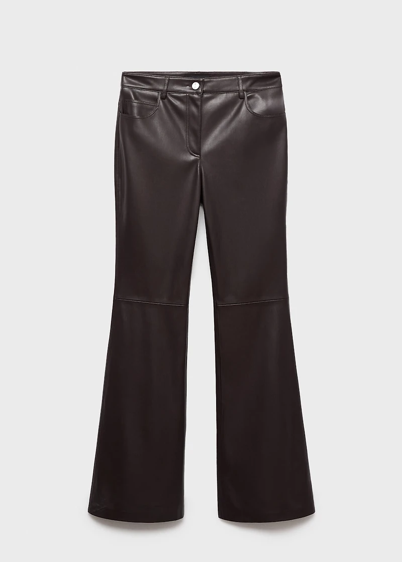 Faux-leather flared trousers