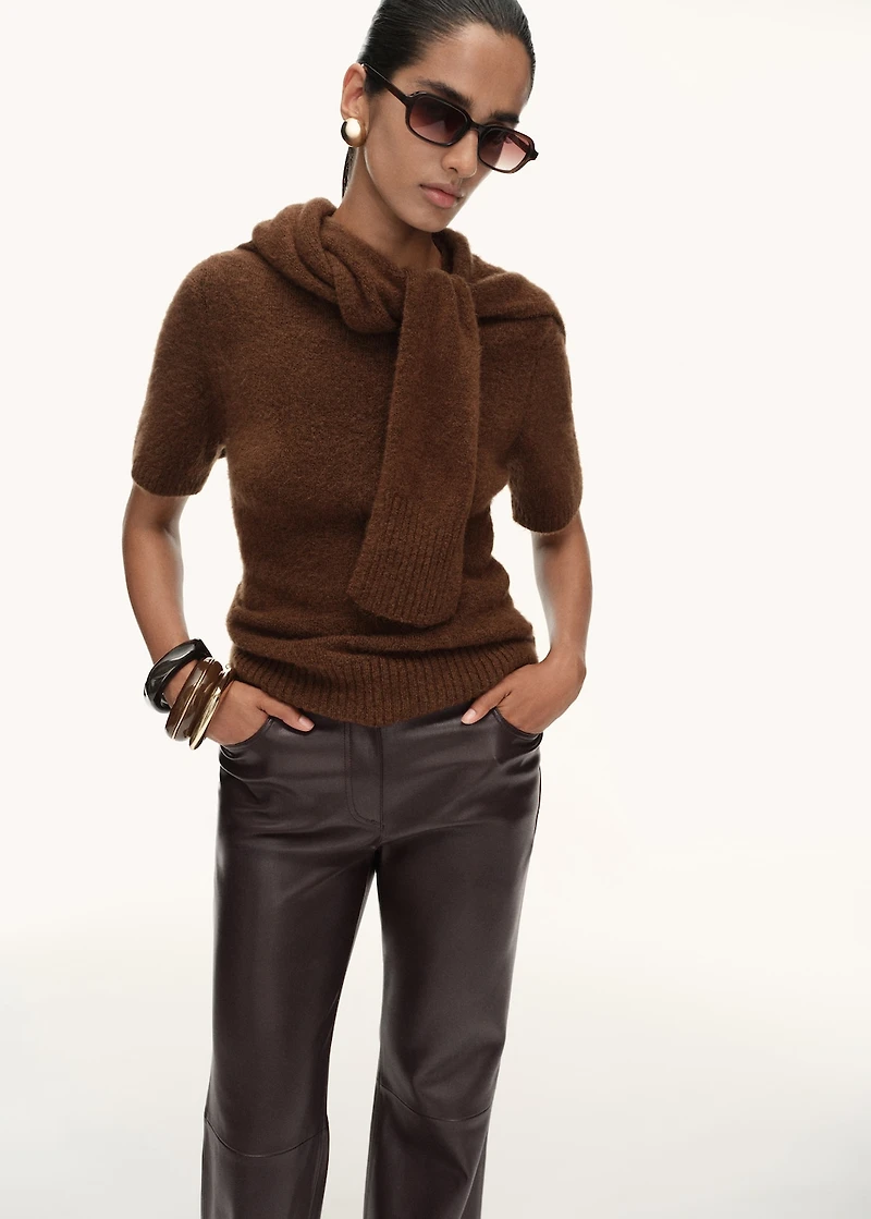 Faux-leather flared trousers