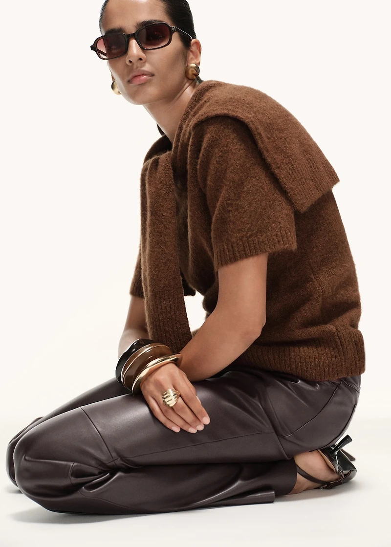 Faux-leather flared trousers