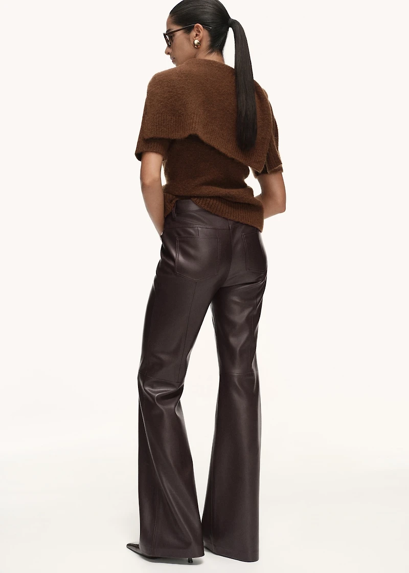 Faux-leather flared trousers