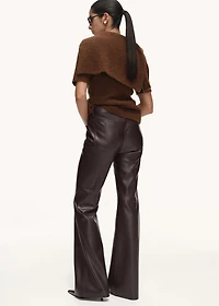 Faux-leather flared trousers