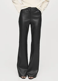 Faux-leather flared trousers