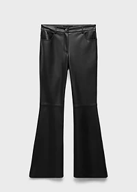 Faux-leather flared trousers