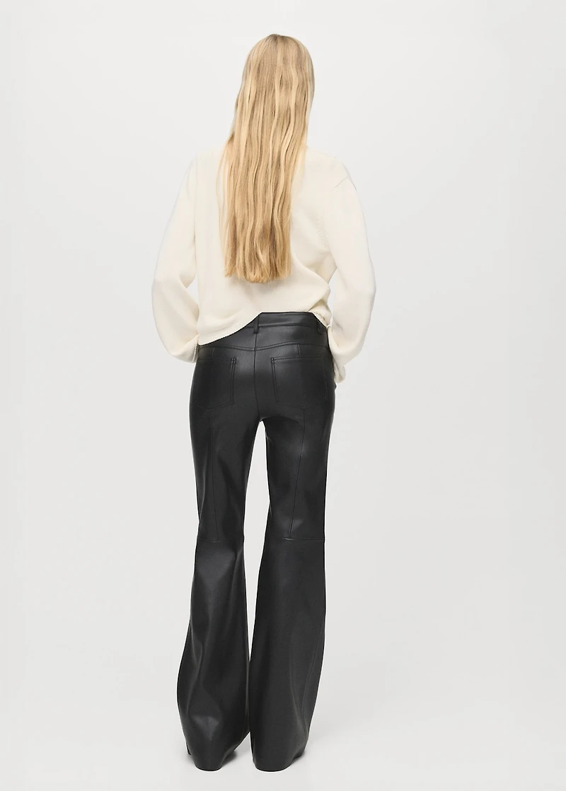 Faux-leather flared trousers