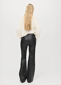 Faux-leather flared trousers