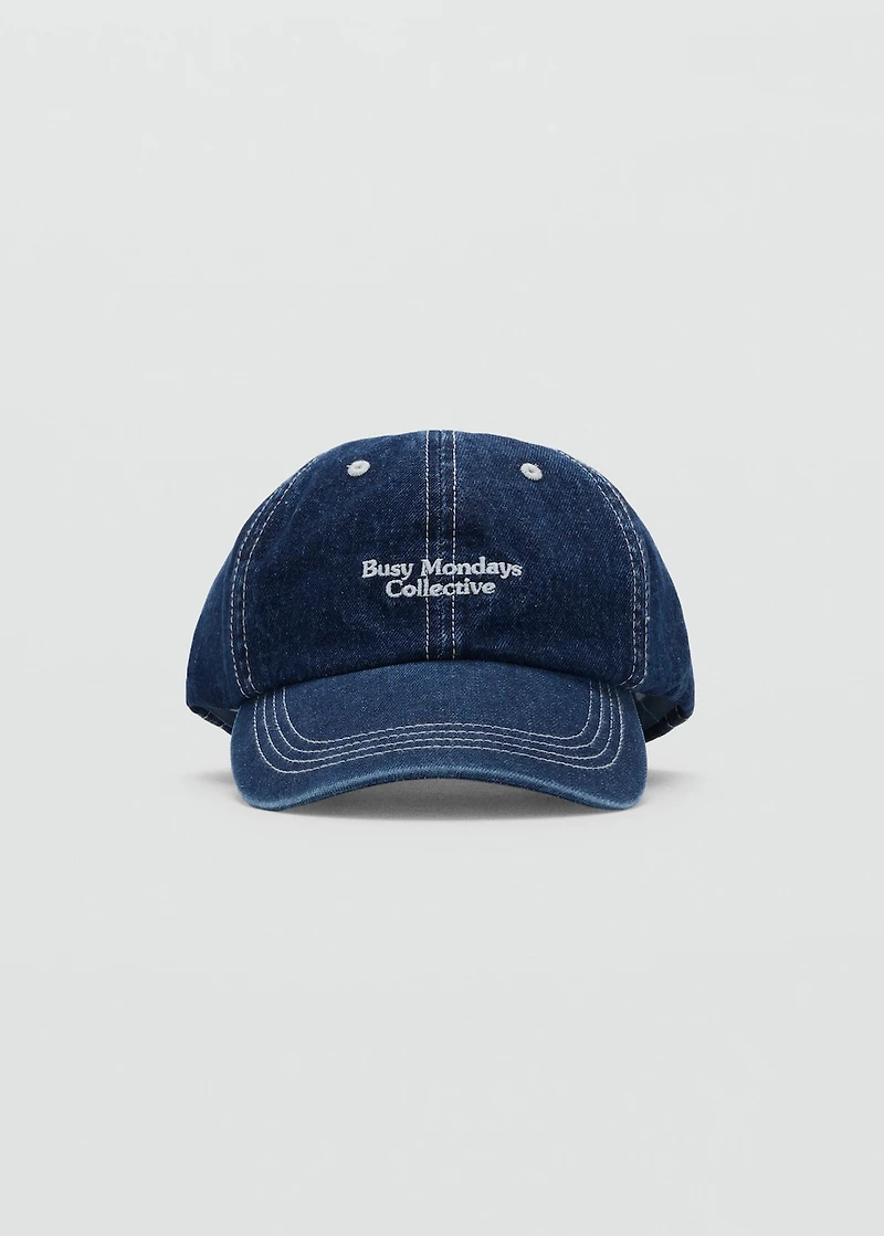 Embroidered denim cap
