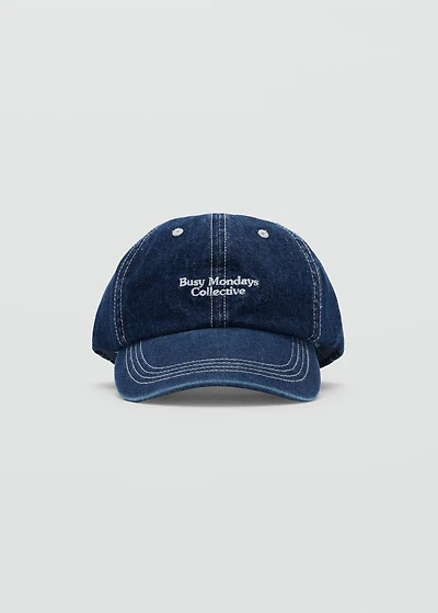 Embroidered denim cap